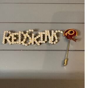 Vintage Washington Redskins Brooch & Stick Pin Set Football Helmet